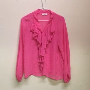 Pink ruffle top small